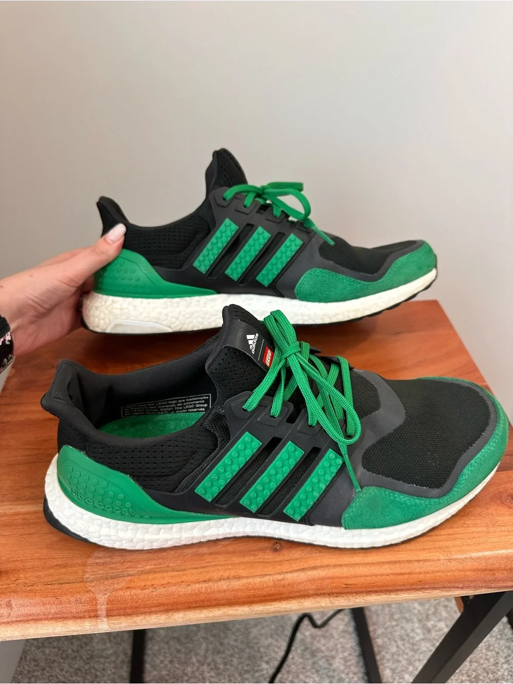 adidas Ultraboost DNA x LEGO Core Black Green Sneakers H67954 Mens Size 11.5